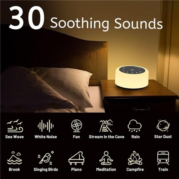 Soother Sleep Sound Machine Night Light White Noise Machine with 30 Soothing - Picture 2 of 8